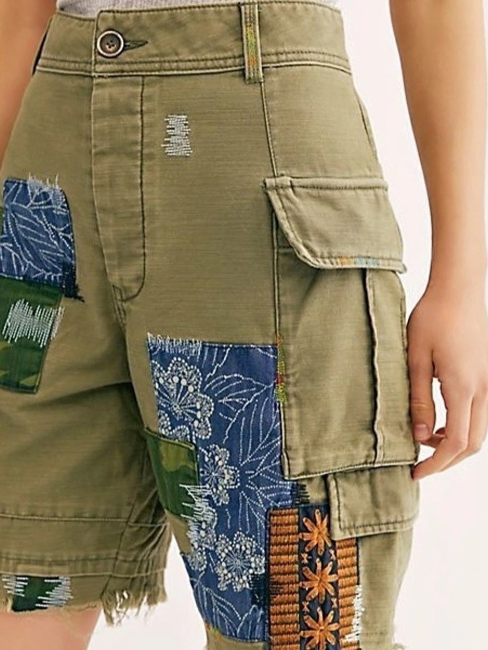 Free People Patchwork Cargo Shorts Size 0